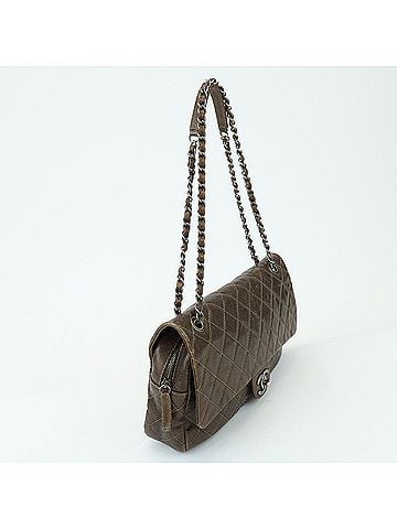 Chanel Easy Flap Quilted Caviar Brown Leather Handbag (view 2)