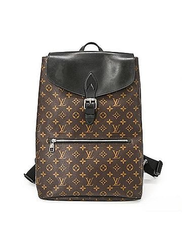 Louis Vuitton LOUIS VUITTON Monogram Macassar Parc Backpack, Leather, Brown/Black, M40637 (view 1)