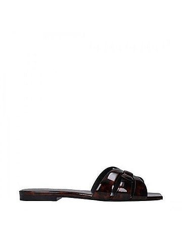 Saint Laurent Tribute Flat Mule Tortoiseshell Patent Leather (view 1)