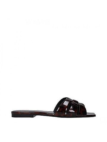 Saint Laurent Tribute Flat Mule Tortoiseshell Patent Leather (view 2)