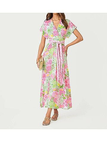 Lilly Pulitzer Women's Keeman Maxi Dress in Resort White Mum Patch (view 2)
