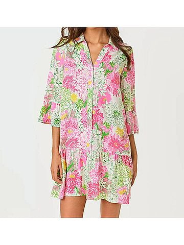 Lilly Pulitzer Women's Rayanna Tunic Dress in Resort White Mum Patch (view 2)
