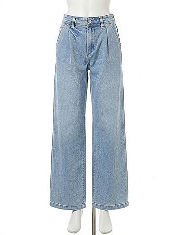 Kut from the Kloth Women's Pleat Front High Rise Wide Leg Jeans in Notem (view 2)