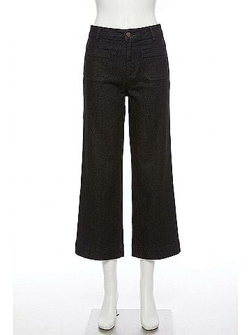 Charlie B Patch Pocket Lurex Jean in Black (view 1)