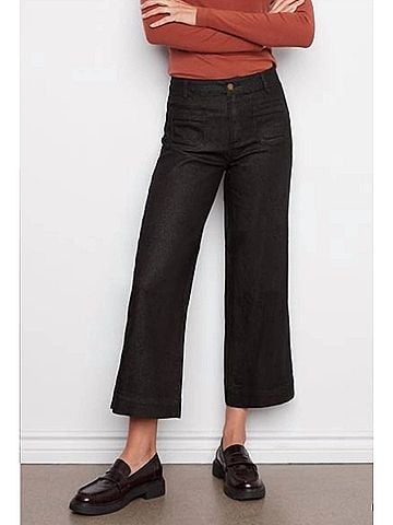 Charlie B Patch Pocket Lurex Jean in Black (view 2)