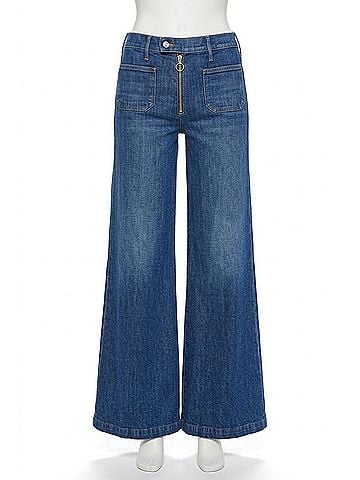 Mother Hustler Roller Patch Zip Heel Jeans in Made In The Shade (view 1)