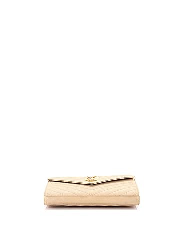 Saint Laurent Classic Monogram Wallet on Chain Matelasse Chevron Leather Medium (view 2)