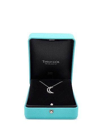 Tiffany & Co. Moon Pendant Necklace Platinum with Diamonds (view 2)